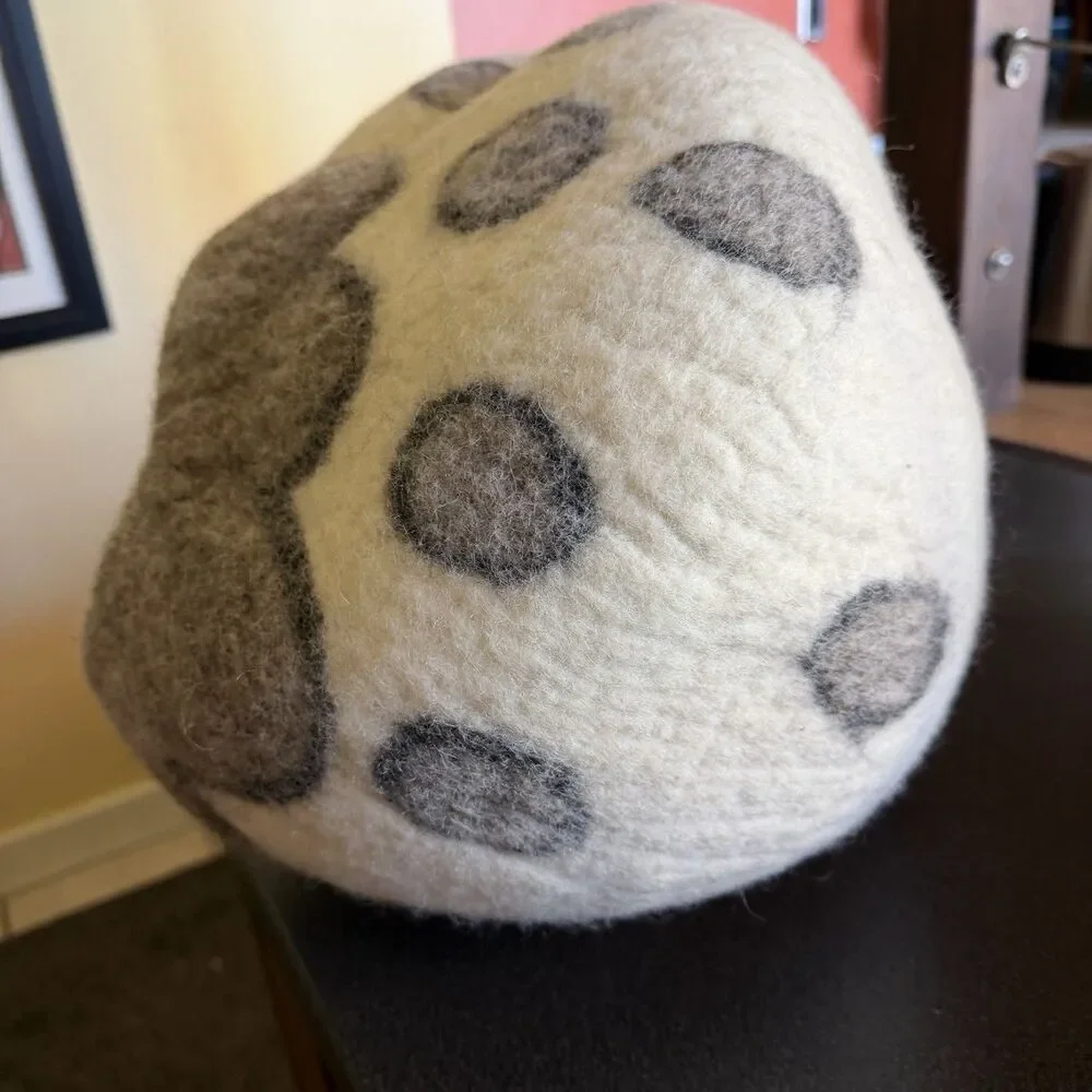 Large Cat Cave Premium Felted Organic Wool Bed Eco Kitty Gray Flower Whimsy